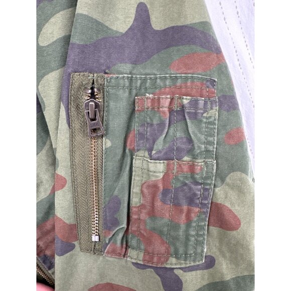 Gap Mens Jacket Sz L Camo Bomber Army Green Pockets 100% Cotton Full Zip Casual - Picture 5 of 13